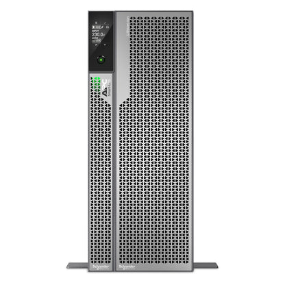 APC SRTL10KRM4UI silver tower UPS with perforated panel and voltage display