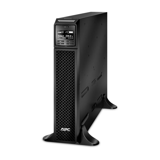 APC SRT3000XLI 3000VA UPS tower with digital display and mesh front