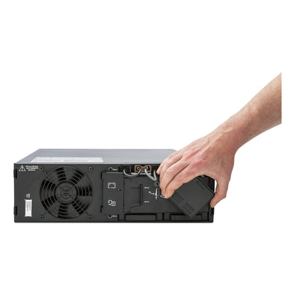 APC SRT5KRMXLI 5000VA rack UPS with cooling fan and battery compartment