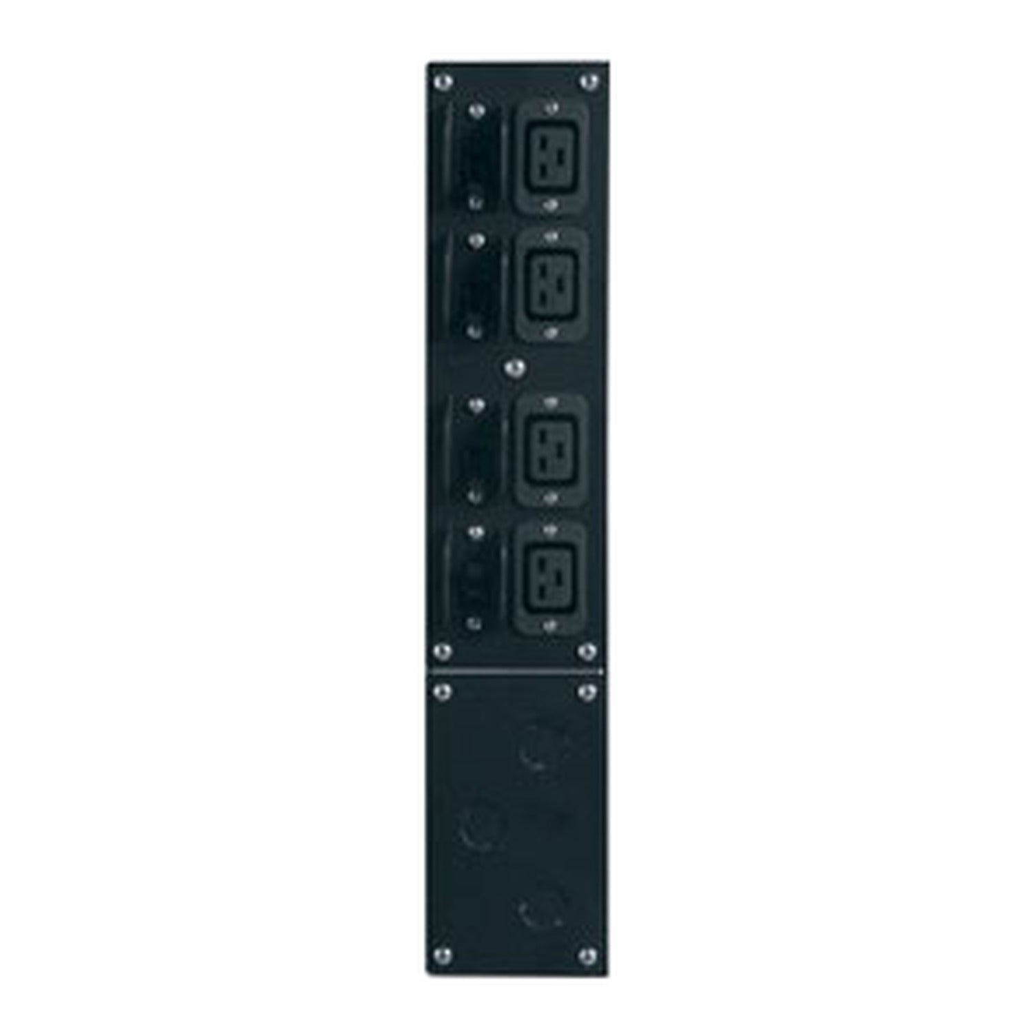 APC SBP6KRMI2U black rack-mount maintenance bypass panel rear with 4 vertical outlets