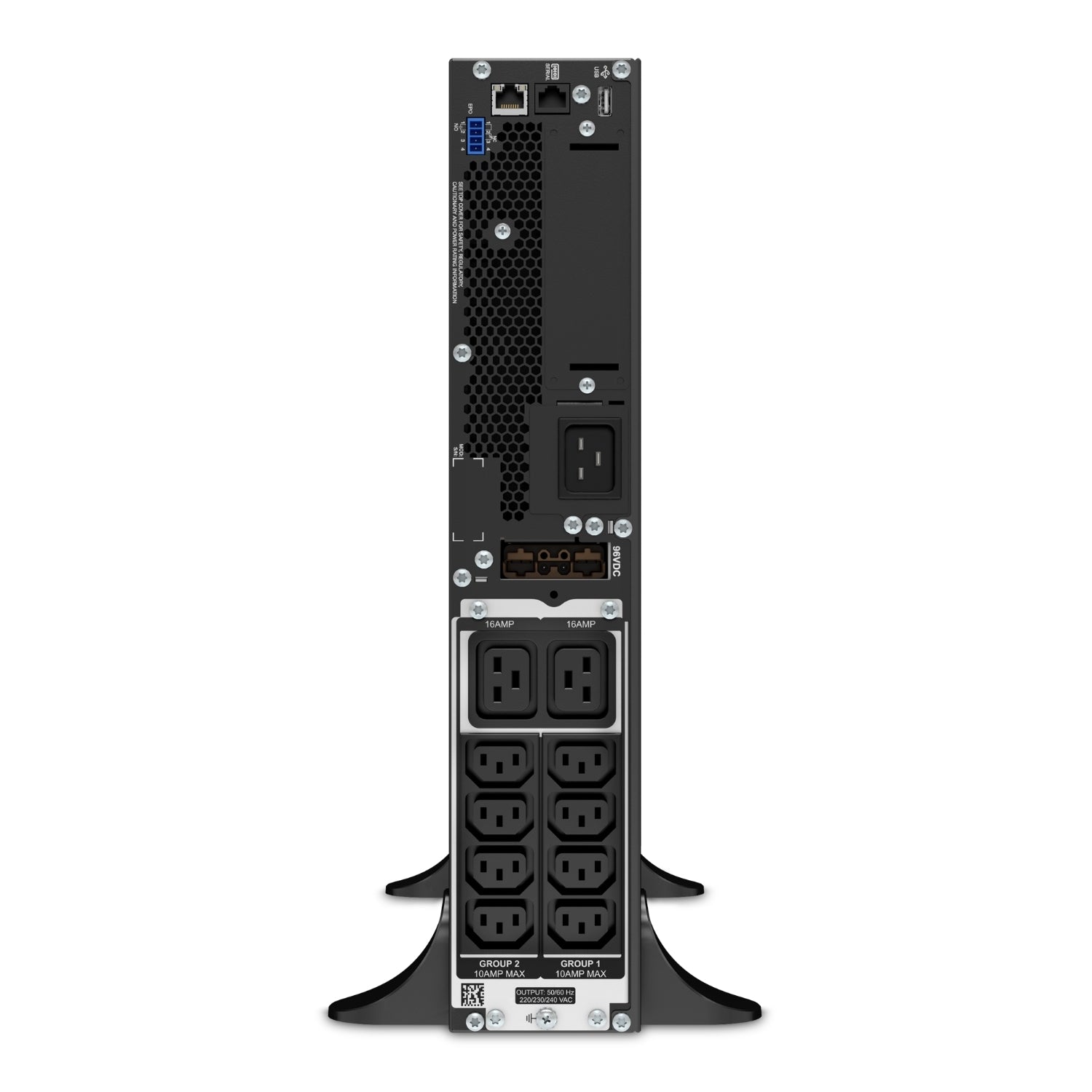 APC SRT3000XLI rear view black tower UPS with power outlets and ports