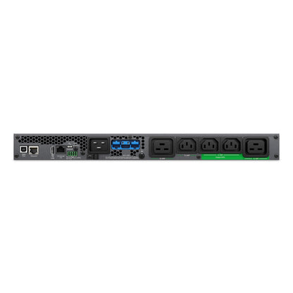APC SRTL3KRM1UINC Smart-UPS rear view with power outlets, Ethernet and USB ports