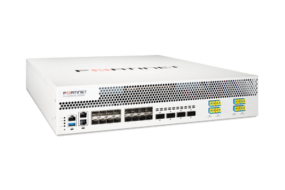 White Fortinet FortiGate 200C with perforated panel and Ethernet ports
