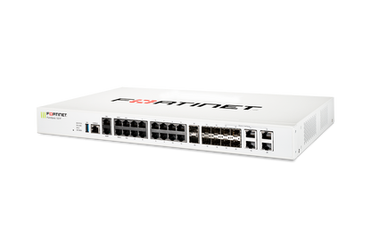 White Fortinet FortiGate-101F firewall with 22 GE RJ45 ports, dual PSU