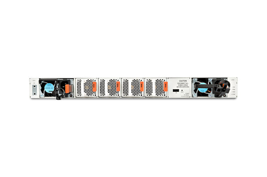 Fortinet FS-PSU-460 power supply with white rack, orange accents, black fans