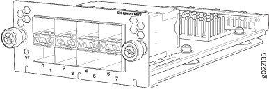 Industrial-grade metallic juniper ex-um-8x8sfp rack-mountable network switch with eia-128 label and multiple front ports