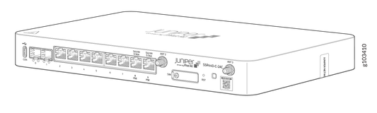 White juniper ssr440-c-2ac network switch with multiple ethernet ports compact rectangular design for session smart routing