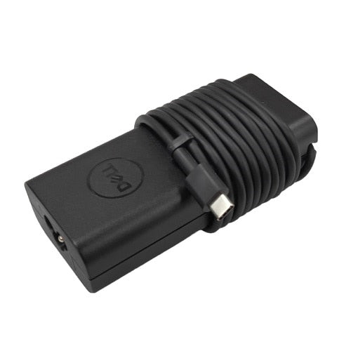 Black dell 450-alkq 65w usb-c pd laptop ac adapter with coiled usb-c cable and au nz power cord