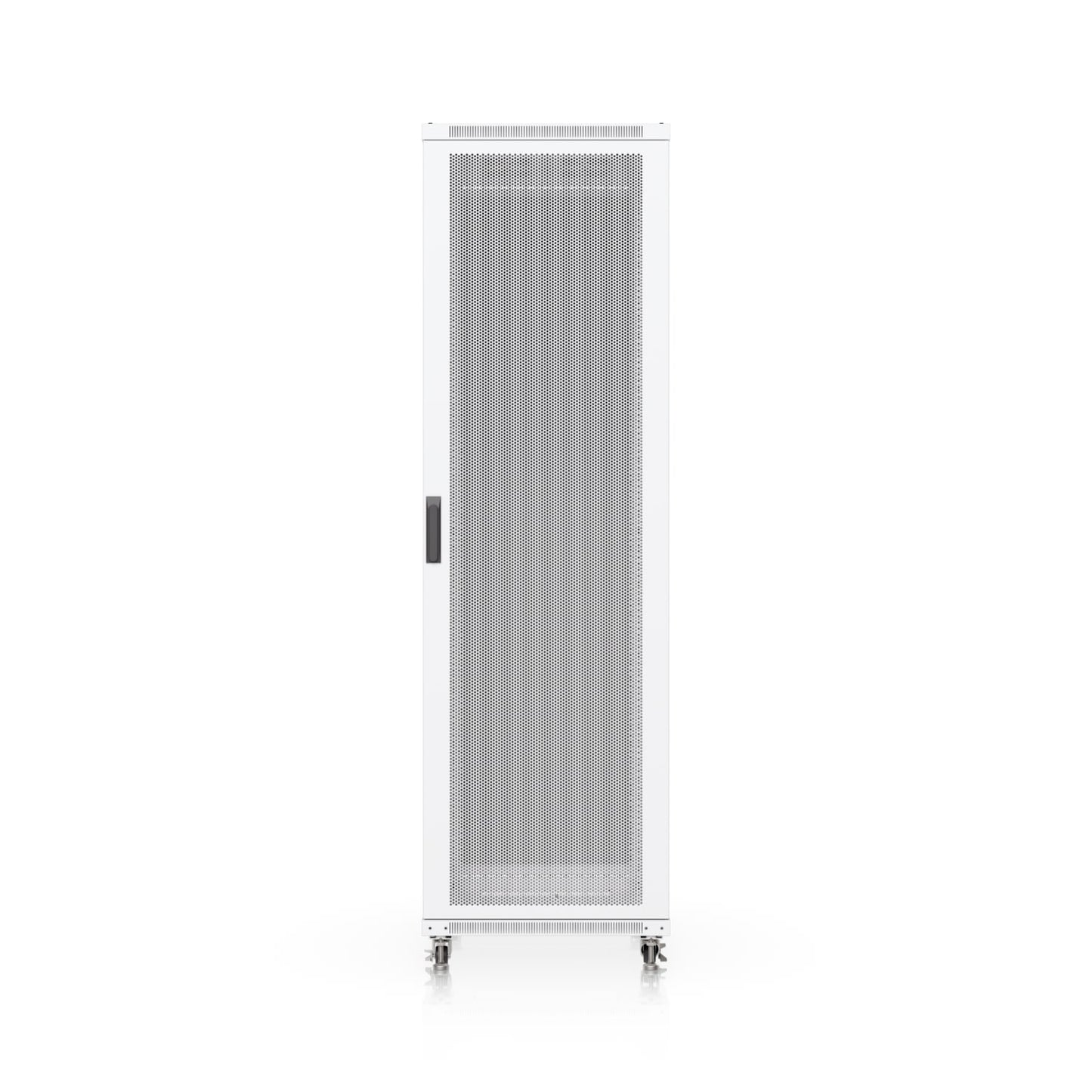 White metal ubiquiti uacc rack 42u cabinet with perforated front panel lockable casters and built-in fans