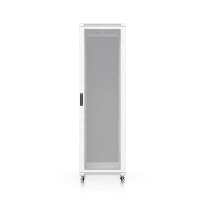 White metal ubiquiti uacc rack 42u cabinet with perforated front panel lockable casters and built-in fans