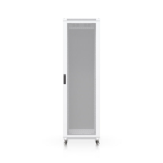 White metal ubiquiti uacc rack 42u cabinet with perforated front panel lockable casters and built-in fans
