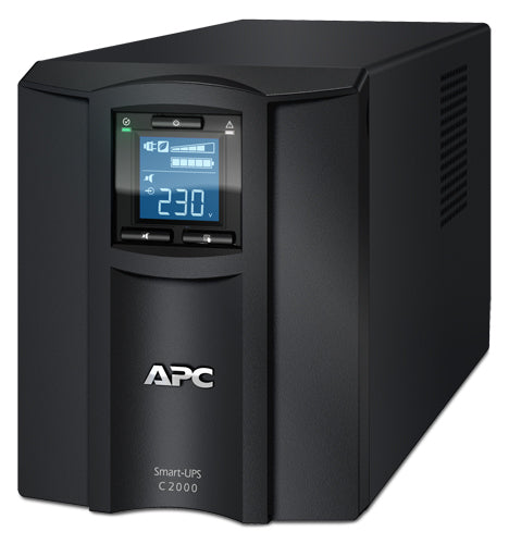 APC SMC2000I | 2000VA Line Interactive Tower UPS, 230V, 6x IEC C13 & 1x IEC C19 Outlets, USB/Serial, AVR, Graphic LCD