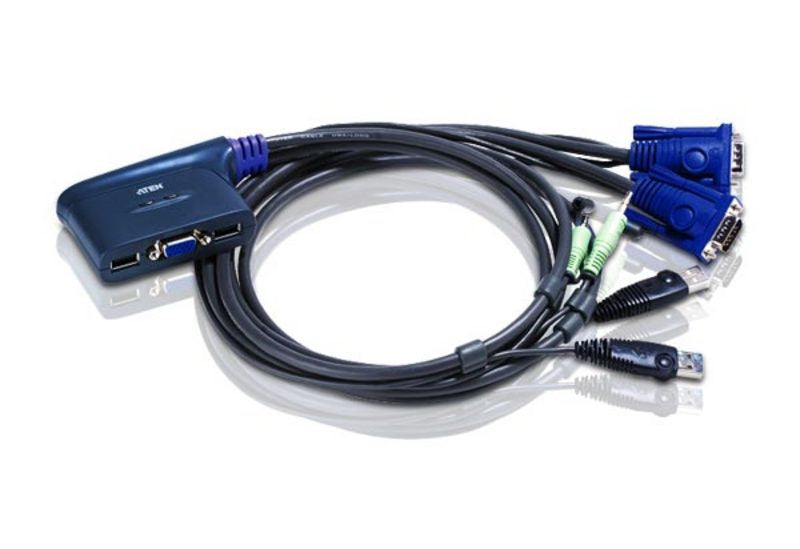 ATEN CS62US-AT | CS62US 2-Port USB VGA KVM Switch with Audio, 0.9m Cables