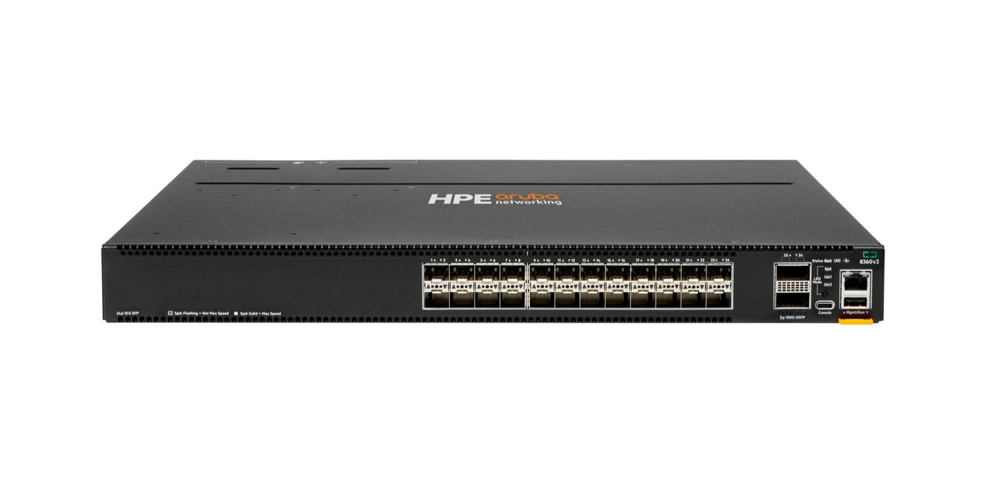 Aruba JL711C | 8360-24XF2C v2 Switch, 24 SFP+ 10GbE, 2 QSFP+ Uplinks, L3 Managed