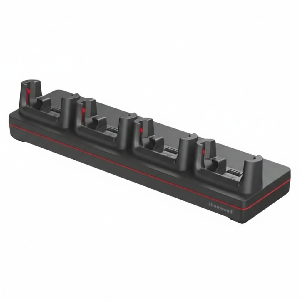 Honeywell CT32 black plastic quad bay charging base with red accent