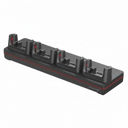 Honeywell CT32 black plastic quad bay charging base with red accent