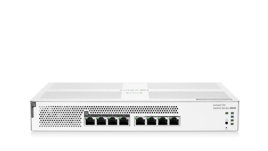 White hp instant on switch series 1860 network switch with sleek rectangular design and multiple ethernet ports