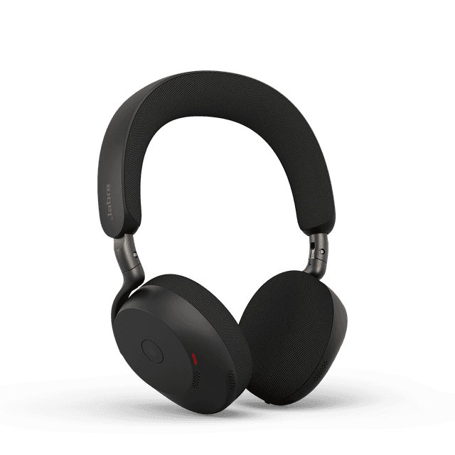 Black jabra evolve3 75 ms stereo bluetooth anc headset with sleek fabric-covered headband and modern design