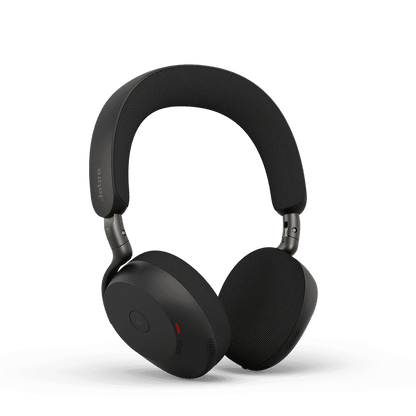 Black jabra evolve3 75 ms stereo bluetooth anc headset with sleek fabric-covered headband and modern design