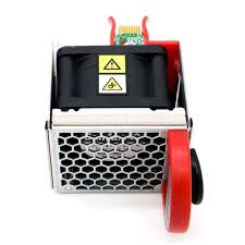 Red black industrial laser engraver with honeycomb housing Arista FAN-7002-R fan module