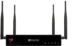 Black Check Point CPAC-1500-TR-DSL-B router with 5 vertical antennas