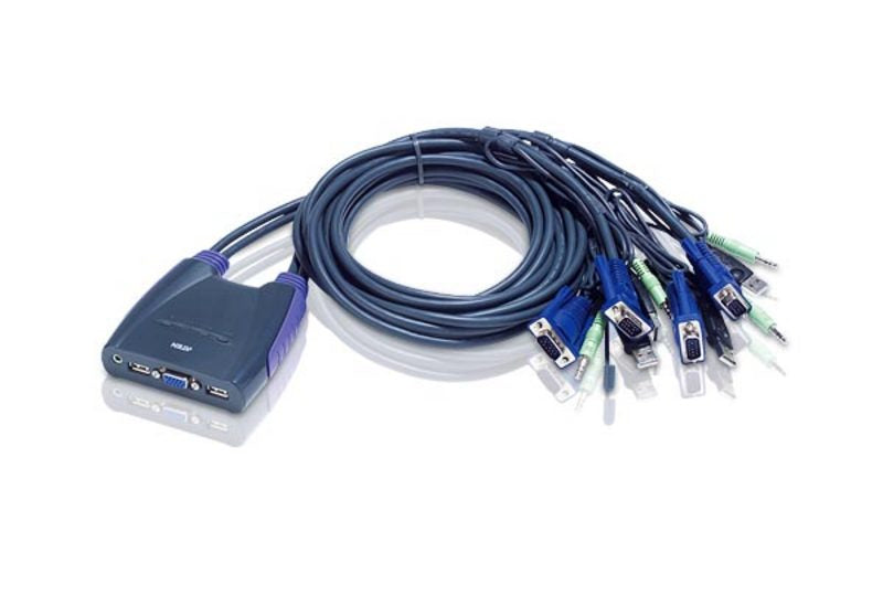 ATEN CS64US-AT | CS64US USB VGA KVM Switch, 4 x Ports, Audio, 0.9m Cables, Hotkeys
