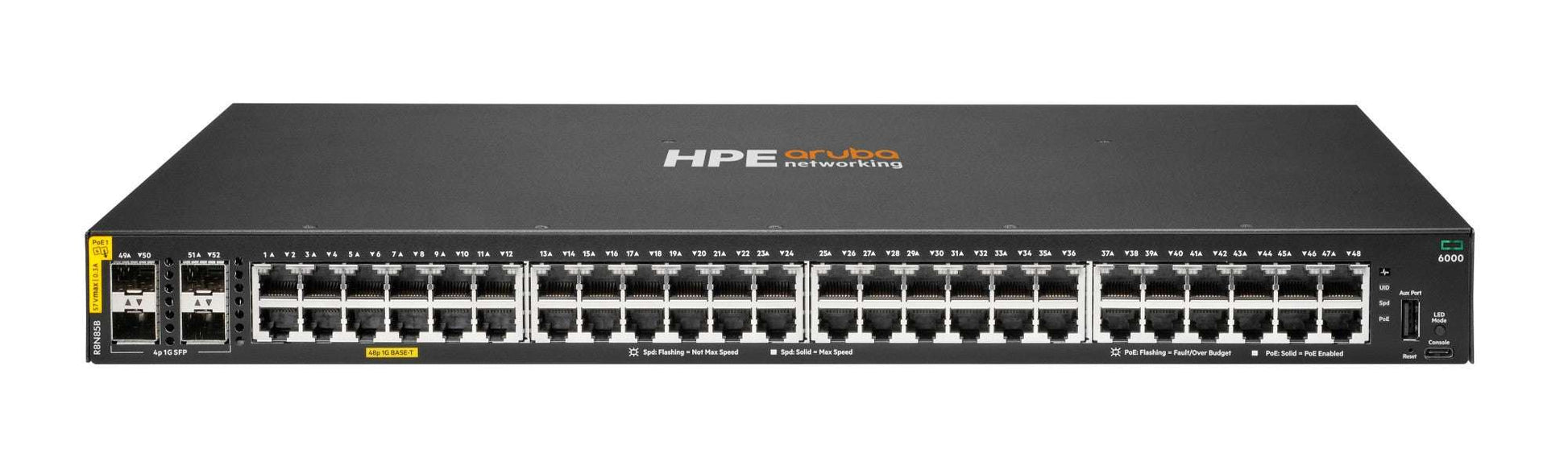 Aruba R8N85B | CX 6000 48 x 1GbE PoE+ (370W), 4 x 1G SFP