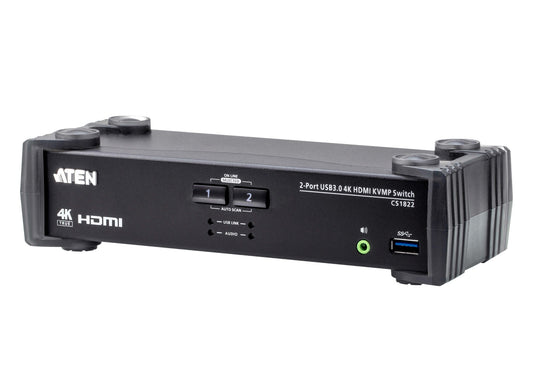 ATEN CS1822-AT-U | CS1822 | 2-Port 4K60 HDMI USB 3.0 KVMP Switch with Audio Mixer