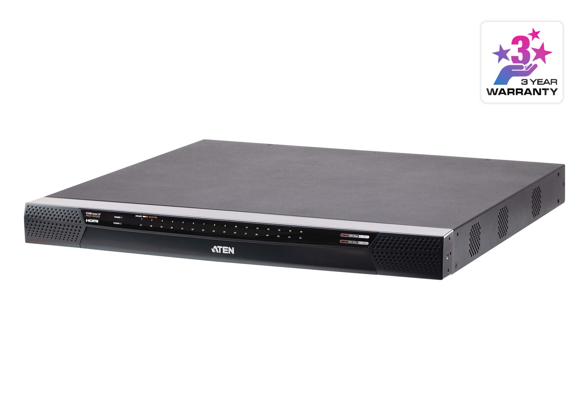 ATEN KN2132VB-AX-U KVM switch, sleek black rectangular design with side vents
