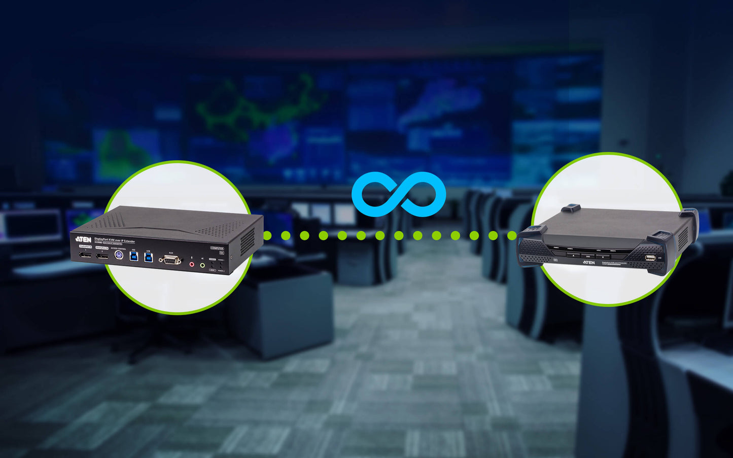 ATEN KX9980R-AX-U black KVM switch with ports and vents