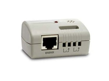 Gray plastic opengear emd5000-02 industrial environmental sensor back with ethernet port and four indicator lights