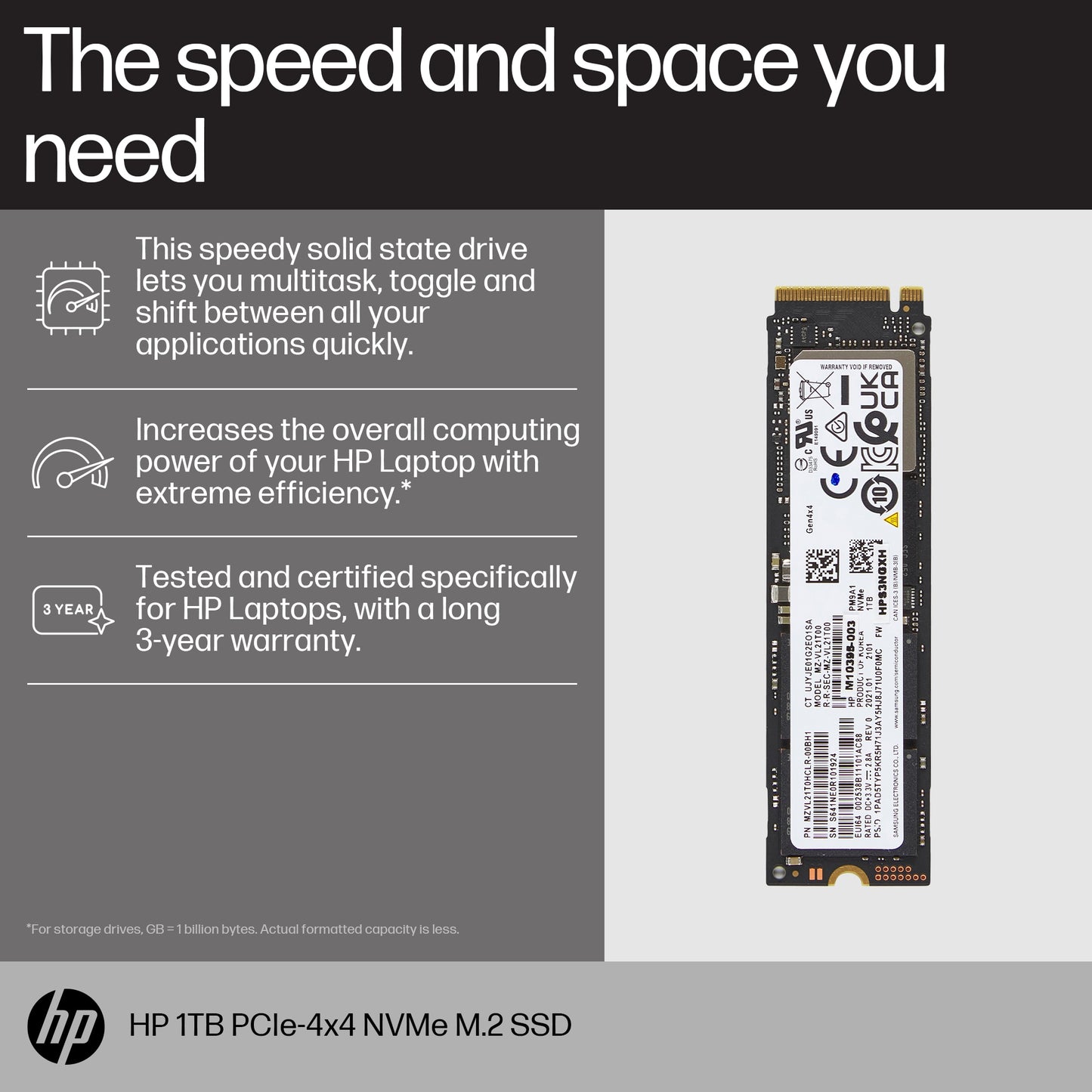 HP 8C4X7AA | 1TB PCIe 4.0 NVMe M.2 SSD, High-Speed Storage Solution