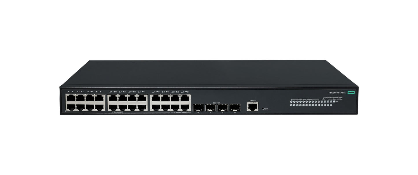 HPE S6X69A | CW 2050 28-Port Managed Switch, 4x Smart Rate 2.5G, 4x SFP, Fanless, 20x GbE