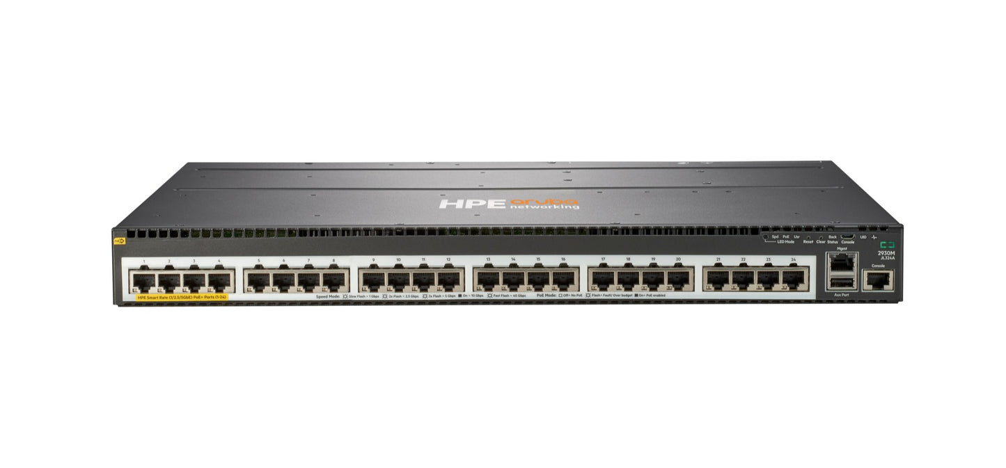 Aruba JL324A | 2930M 24-Port Smart Rate PoE+ Switch with 1 Expansion Slot