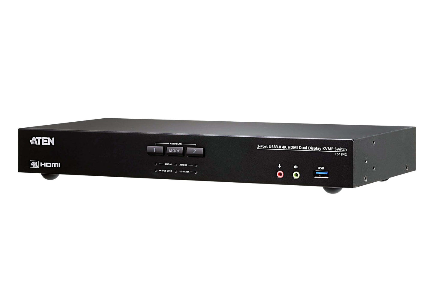 ATEN CS1842-AT-U | CS1842 2-Port Dual HDMI KVMP Switch, 4K60, USB 3.0 Hub, Audio