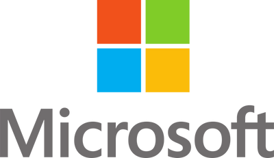 Microsoft logo featuring four colored squares—red, green, blue, and yellow—in a grid pattern above the word ’microsoft’ in gray text.