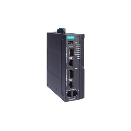 Moxa EDR-G9004-VPN-2MGTXSFP-CT-T | Industrial Secure Router 2 Gigabit Copper Ports Gen3 Bypass, 2 Copper/SFP Combo Ports Firewall/NAT/VPN, 12/24/48 VDC, -40 to 75°C, Conformal Coating