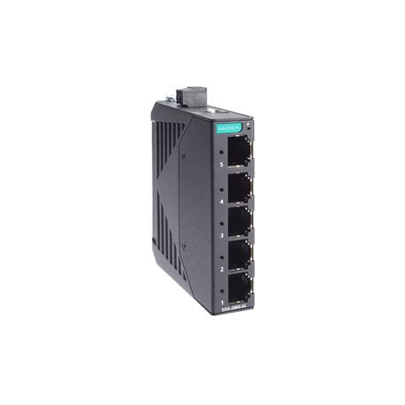 Moxa EDS-2005-ELP Unmanaged Fast Ethernet Switch With 5 10/100Baset(X) Ports, 12/24/48 Power Input, Plastic Housing, -10 To 60 C Operating Temperature