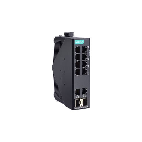 Moxa EDS-2010-ML-2GTXSFP Unmanaged Gigabit Ethernet Switch With 8 10/100Baset(X) Ports, 2 10/100/1000Baset(X) Or 100/1000Basesfp Ports, Dual 12/24/48 Power Inputs, -10 To 60 C Operating Temperature
