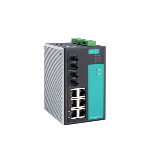 Moxa EDS-508A-MM-ST Managed Ethernet Switch With 6 10/100Baset(X) Ports, 2 100Basefx Multi-Mode Ports With St Connectors, 0 To 60 C Operating Temperature