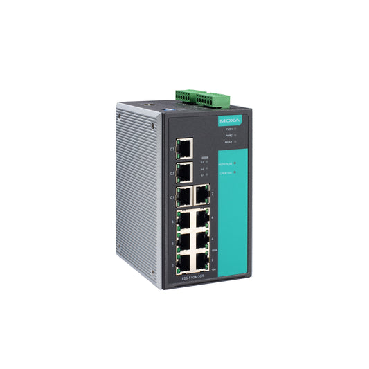 Moxa EDS-510A-3GT-T Managed Gigabit Ethernet Switch With 7 10/100Baset(X) Ports, 3 10/100/1000Baset(X) Ports, -40 To 75 C Operating Temperature
