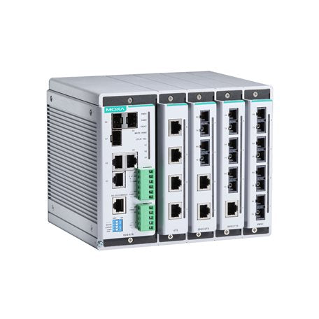 Moxa EDS-619 Compact Managed Ethernet Switch System With 3 10/100/1000Baset(X) Or 100/1000Basesfp Slot Combo Ports, 4 Slots For 4-Port Fast Ethernet Interface Modules, For A Total Of Up To 19 Ports, 0 To 60 C Operating Temperature