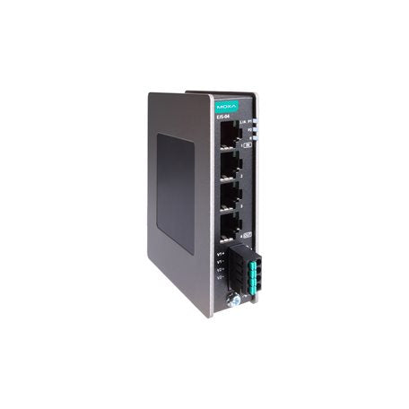Moxa EJS-04 | Compact Industrial EtherCAT Junction with 4 100BaseT(X) Ports, Dual 12/24/48 VDC Power Inputs, -10 to 60°C Operating Temperature