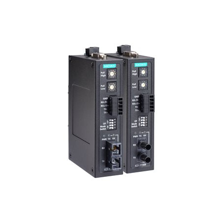 Moxa ICF-1150-M-ST | Industrial RS-232/422/485 to Multi-Mode Fiber Converter, ST Connector, 0-60°C, ICF-1150 Series