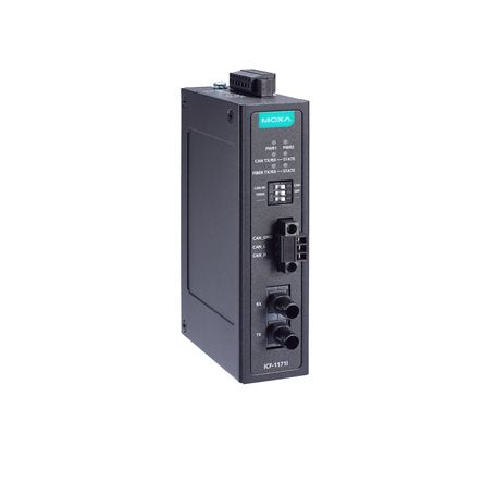 Moxa ICF-1171I-M-ST-T | Industrial CAN-to-Fiber Converter, ST Multi-Mode, -40 to 75°C, ICF-1171I Series, Distance Extension