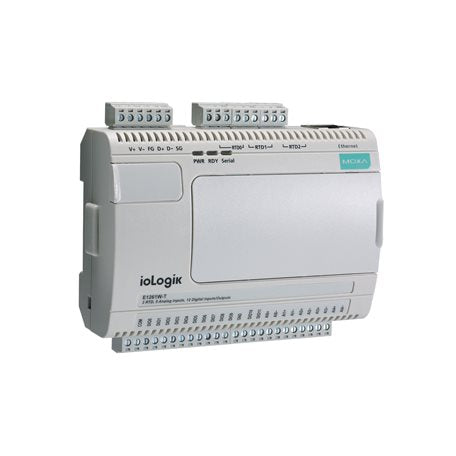 Moxa ioLogik E1261W-T gray PLC with labeled terminals, compact design