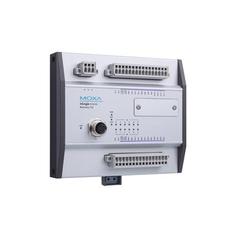 Moxa ioLogik E1512-M12-CT-T | Rugged I/O Module with 4 DIs, 4 DIOs, -40 to 85°C, Conformal Coating, Ethernet Remote I/O for Railway Applications