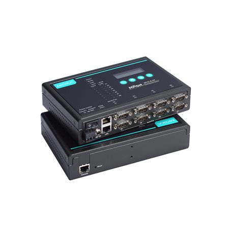 Moxa NPort 5650I-8-DT | 8-Port RS-232/422/485 Desktop Device Server, DB9 Male Connectors, 48 VDC Power, 2 kV Optical Isolation