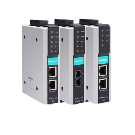 Moxa NPort IA-5150-T | 1-Port RS-232/422/485 Device Server, Dual 10/100BaseT(X) RJ45, -40 to 75°C, Industrial Automation