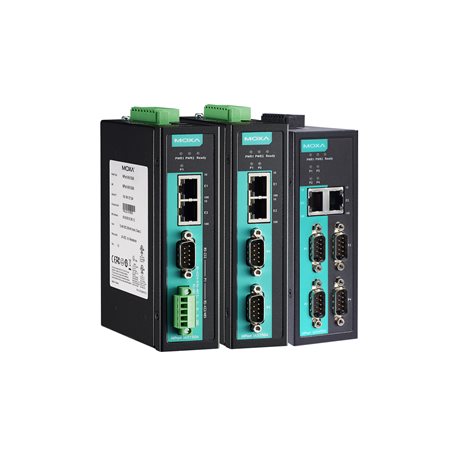 Moxa NPort IA5150A-T | 1-Port RS-232/422/485 Industrial Device Server, Dual 10/100BaseT(X), Surge Protection, -40 to 75°C, Single IP